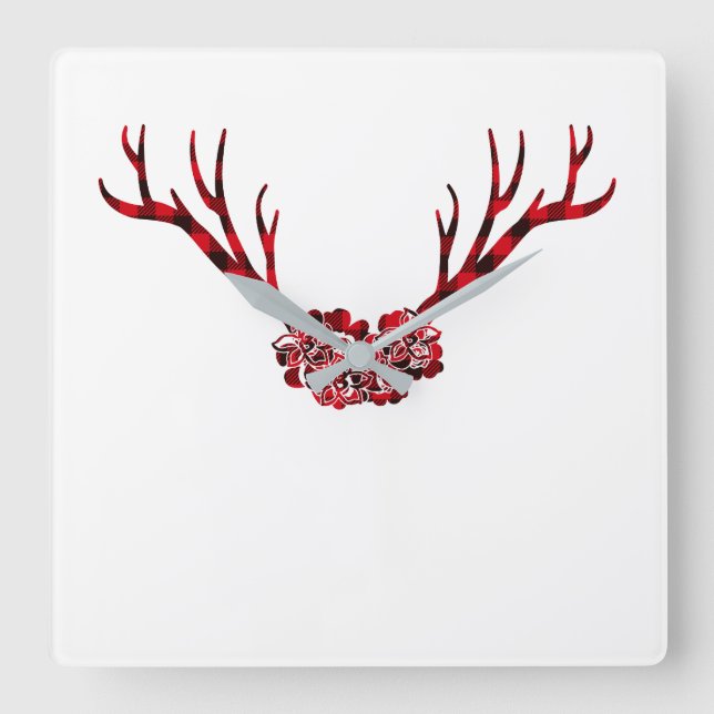 Hirschbüffel Quadratische Wanduhr (Vorderseite)