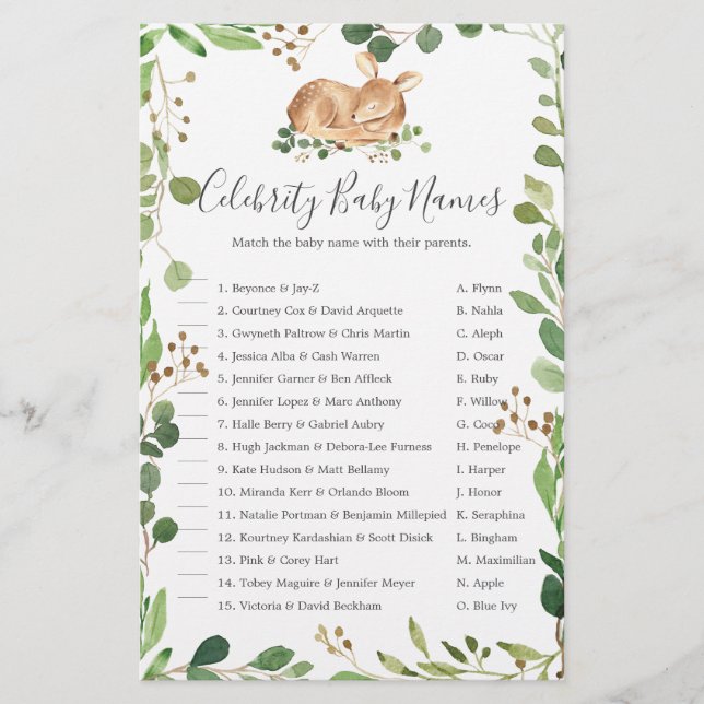 Hirschdusche Celebrity Baby Names (Vorderseite)