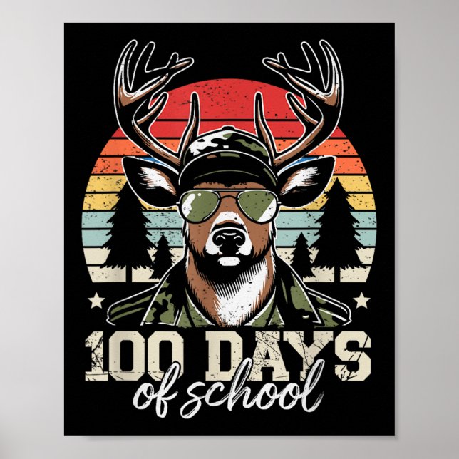 Hirsche 100 Tage Schulkinder Jungen 100. Poster (Vorne)