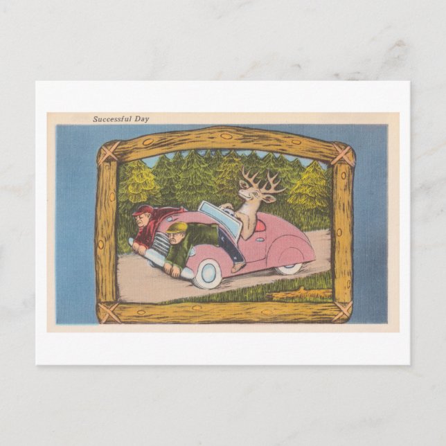Hirsche als Hunter Funny Vintag Postkarte (Vorderseite)