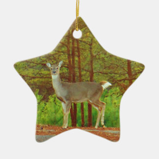 Hirsche am Waldrand Keramik Ornament