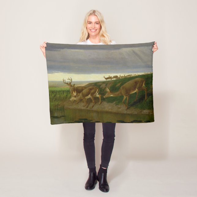 Hirsche an der Prärie (von William Holbrook Beard) Fleecedecke (Beispiel)