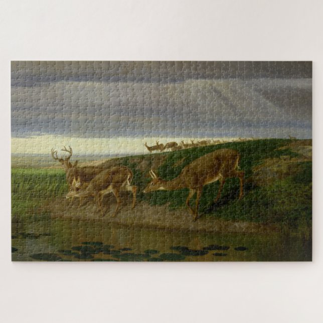 Hirsche an der Prärie (von William Holbrook Beard) Puzzle (Horizontal)