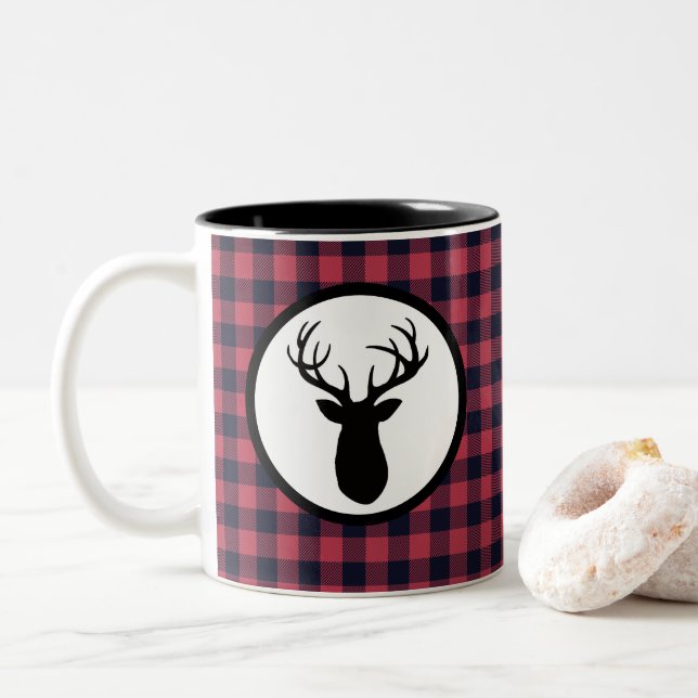 Hirsche Antler Wilderness Mountain Zweifarbige Tasse (Mit Donut)