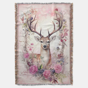 Hirsche Antlers Pink Blume Woodsy Weihnachten Decke
