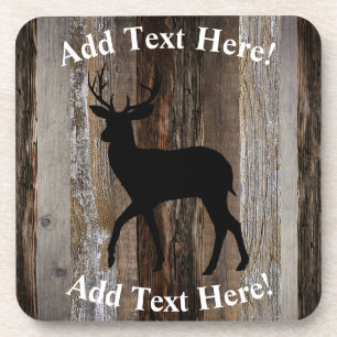Hirsche Antlers Vintag Wood Rustic Wood Getränkeuntersetzer