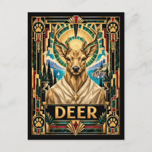 Hirsche, Art Deco Wildlife Postkarte