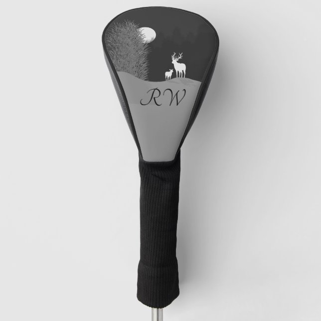 Hirsche auf dem Moon Lit Hill Personal Golf Headcover (Vorderseite)