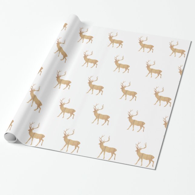 Hirsche auf Retro-Holzboden Geschenkpapier (Ungerollt)