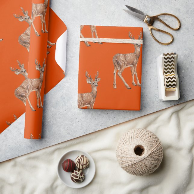 Hirsche auf Rot Geschenkpapier (Basteln)