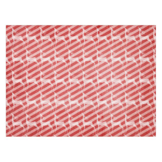 Hirsche auf rotem und rosafarbenem Diagonal Stripe Tischdecke