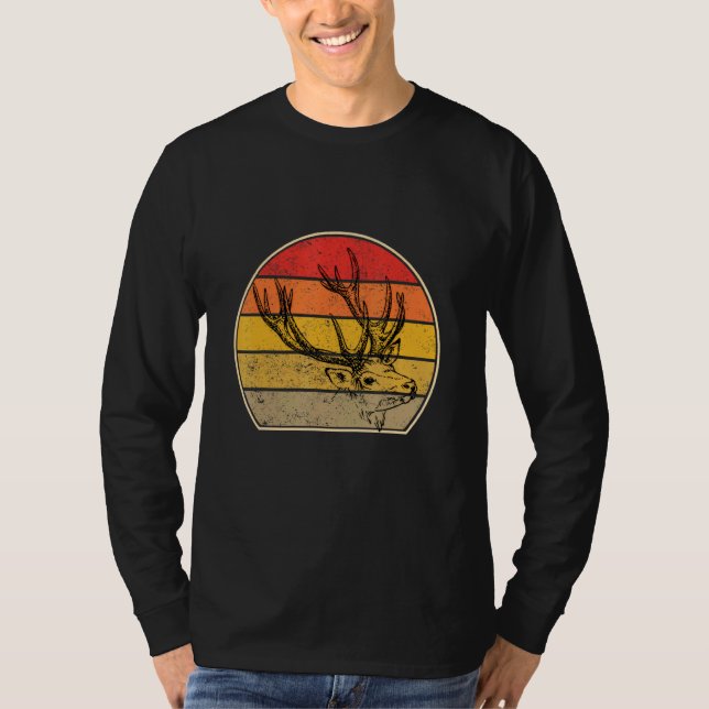 Hirsche Bauer Retro Vintager Wald Tier T-Shirt (Vorderseite)