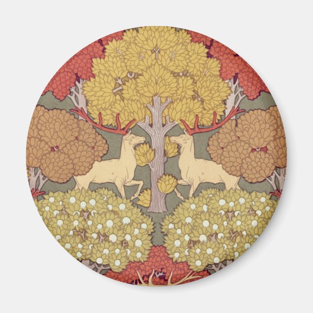 Hirsche, Bäume, Eichhörnchen, Vögel, Rowan Berries Magnet (Vorne)