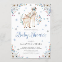 Hirsche Blaue Blüte Silber rustikale Babydusche