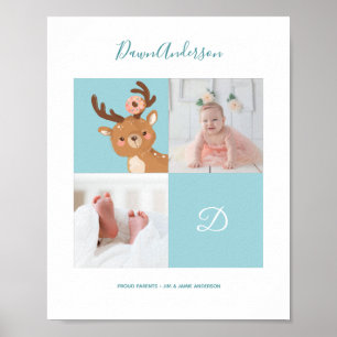 Hirsche Donut Alphabet Monogram Niedlich Baby Dusc Poster