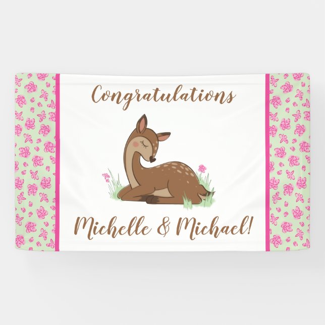 Hirsche Fawn Baby Shower Woodland Animals Banner (Horizontal)