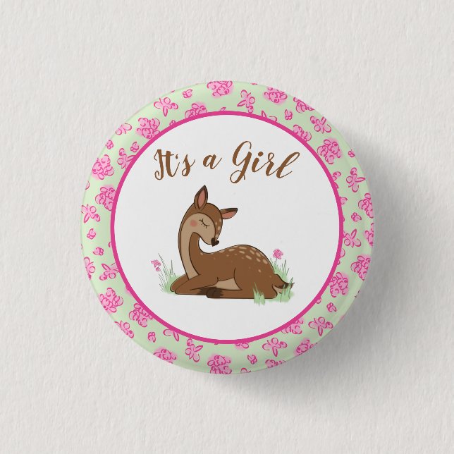 Hirsche Fawn Baby Shower Woodland Animals Button (Vorderseite)