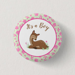 Hirsche Fawn Baby Shower Woodland Animals Button