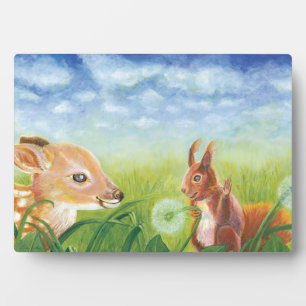 Hirsche Fawn und Eichhörnchen Fotoplatte