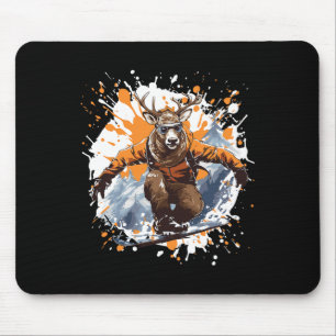 Hirsche Funny Snowboarding Animal Snowboard Mousepad