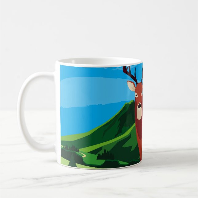Hirsche glückliche Herbstsaison flach designtier,  Kaffeetasse (Links)