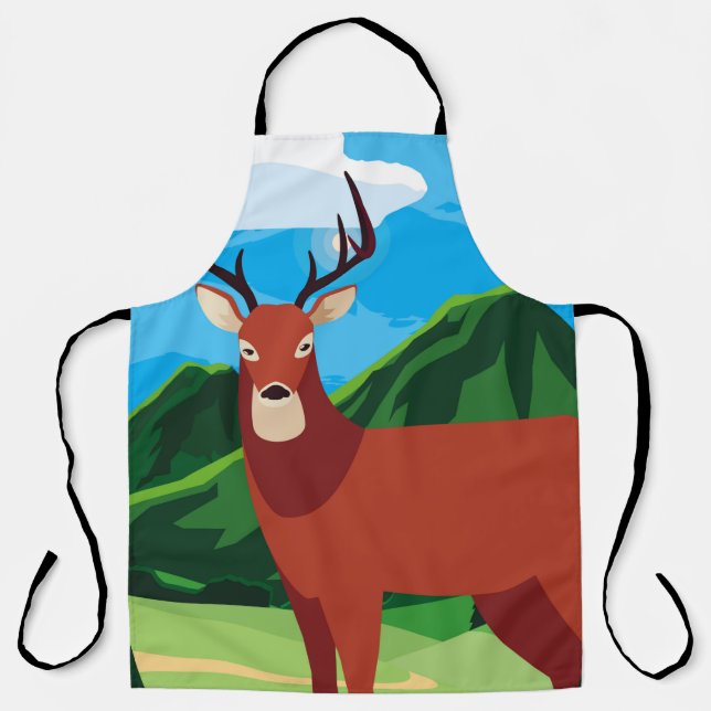 Hirsche glückliche Herbstsaison flach designtier,  Schürze (Vorderseite)