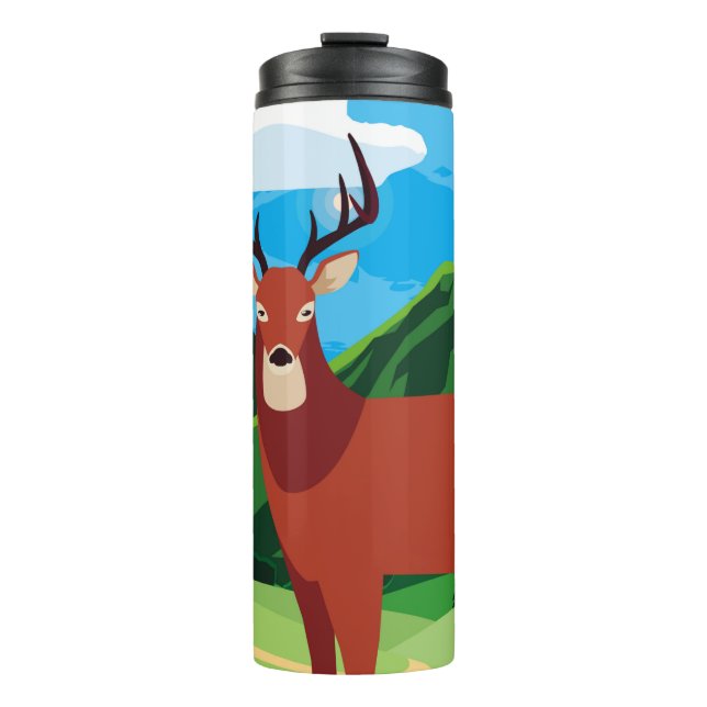 Hirsche glückliche Herbstsaison flach designtier,  Thermosbecher (Vorderseite)