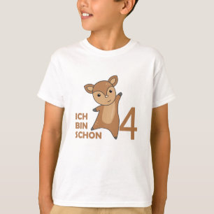 Hirsche Ich bin schon vier 4. Geburtstagssüße Fawn T-Shirt