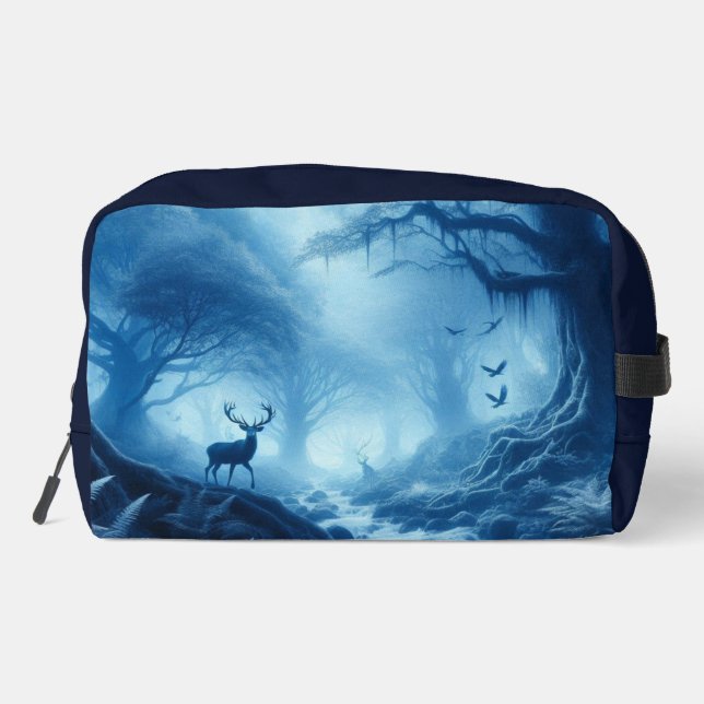 Hirsche im Dunklen Wald der blauen Haze Waschbeutel (Rückseite)