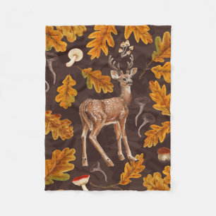 Hirsche im Herbstwald 2 Fleecedecke