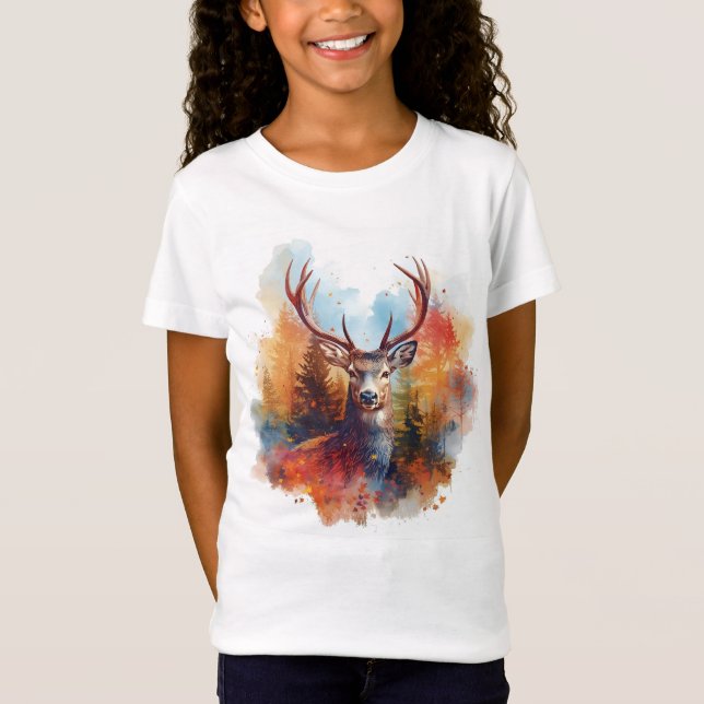 Hirsche im Herbstwald T-Shirt (Vorderseite)