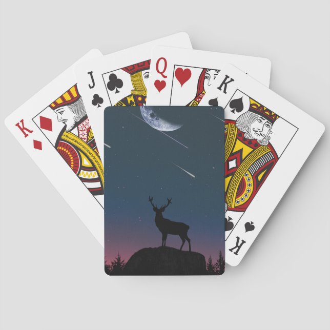 Hirsche im Mondschein Spielkarten (Rückseite)