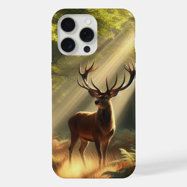 Hirsche im morgendlichen Wald iPhone Hülle (Rückseite)