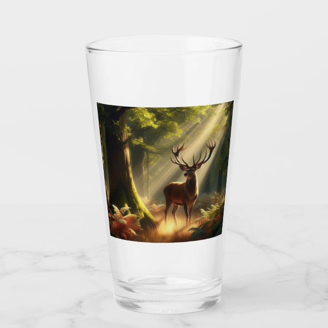 Hirsche im Morgenwald Glas (Vorderseite)
