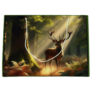 Hirsche im Morgenwald Große Geschenktüte