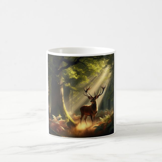 Hirsche im Morgenwald Kaffeetasse (Mittel)