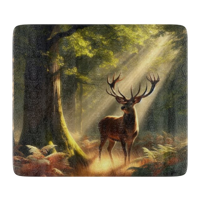 Hirsche im Morgenwald Schneidebrett (Vorderseite)