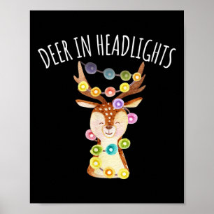 Hirsche im Scheinwerfer Weihnachtslicht Funny Poster