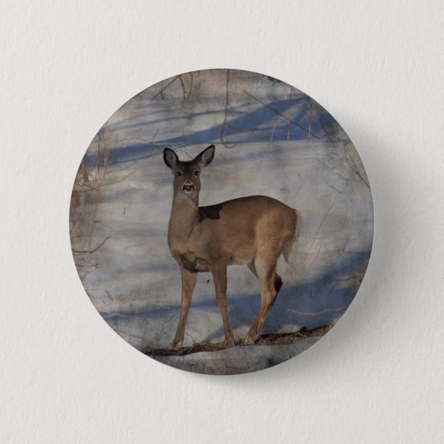 Hirsche im Schnee Button (Vorderseite)