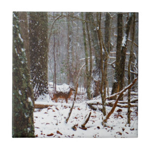 Hirsche im Schnee fallen Fliese