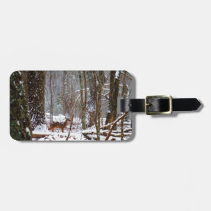 Hirsche im Schnee fallen Gepäckanhänger