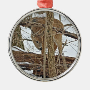 Hirsche im Schnee Silbernes Ornament