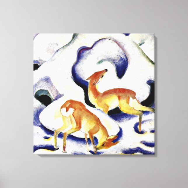 Hirsche im Schnee von Franz Marc Leinwanddruck (Vorderseite)