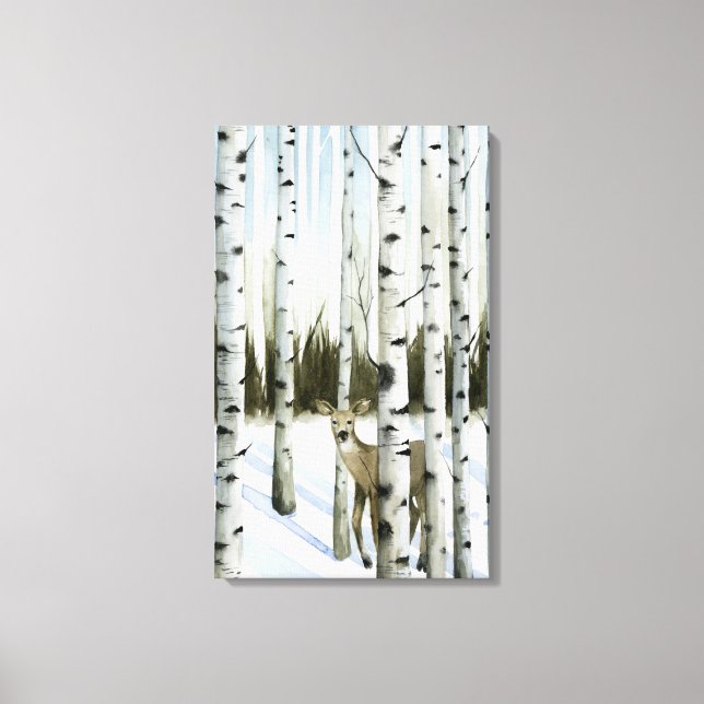 Hirsche im Schneefall Leinwanddruck (Vorderseite)