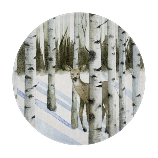 Hirsche im Schneefall Schneidebrett (Vorderseite)