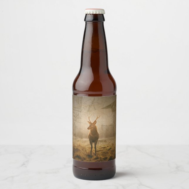 Hirsche im Wald Bierflaschenetikett (Vorderseite)