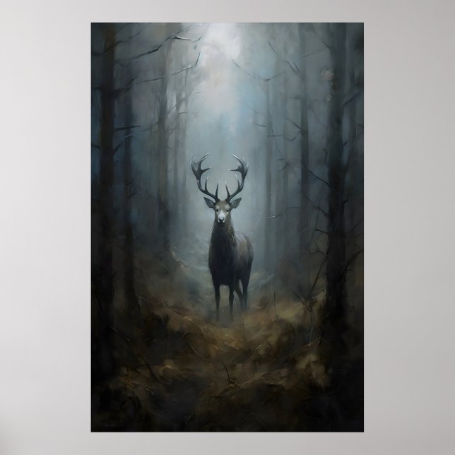 Hirsche im Wald Dunkle Akademie, Waldgoth, Dunkel Poster (Vorne)