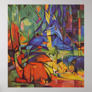 Hirsche im Wald Franz Marc Poster