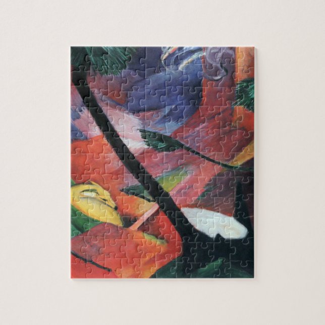 Hirsche im Wald II von Franz Marc; Reh im Walde Puzzle (Vertikal)