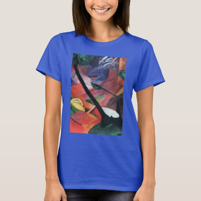 Hirsche im Wald II von Franz Marc; Reh im Walde T-Shirt (Vorderseite)